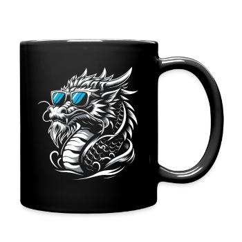 Cool Chinese dragon with sunglasses - Full Colour Mug - black - Right