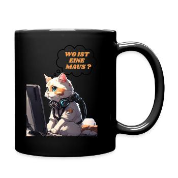 Kurz die Welt Retten - Tasse einfarbig - Schwarz - Rechts
