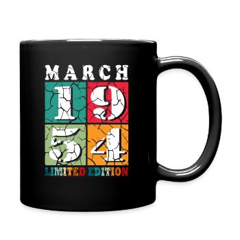 70 years old Year of birth 1954 Born March 1954 - Full Colour Mug - black - Right