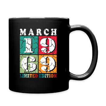 55 years old Year of birth 1969 Born March 1969 - Full Colour Mug - black - Right