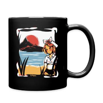 Sous le soleil rouge japonais : nature anime girls - Mug uni - noir - Droite