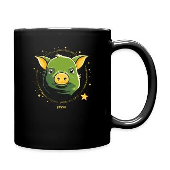 Cute green space pig - Full Colour Mug - black - Right