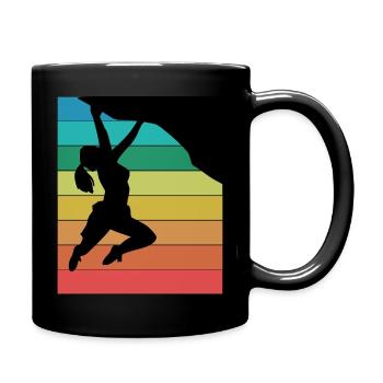 Rock with Female Climber Climbing Motif for Women - Full Colour Mug - black - Right