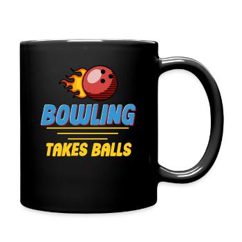 Bowling Takes Balls Puns Lanes Bowler - Full Colour Mug - black - Right