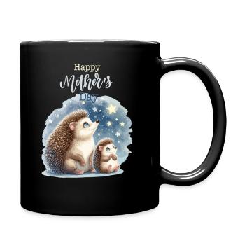Muttertag Mama Igel Kind Mutter Geschenk Familie - Tasse einfarbig - Schwarz - Rechts