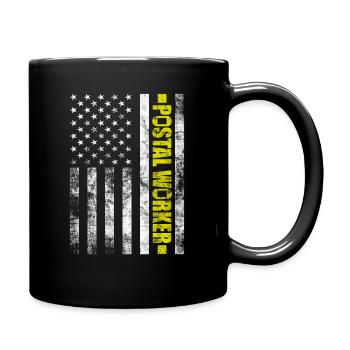 Postal Worker Mail Letter Carrier USA Flag Mailman - Full Colour Mug - black - Right