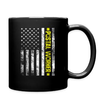Postangestellter Post Briefträger USA Flagge Postbote - Tasse einfarbig - Schwarz - Rechts
