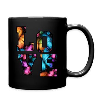 Butterflies in a frenzy of love Colorful and sweet - Full Colour Mug - black - Right
