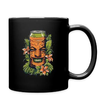 Lächelnder Tiki im Dschungel: Soda Dose - Tasse einfarbig - Schwarz - Rechts