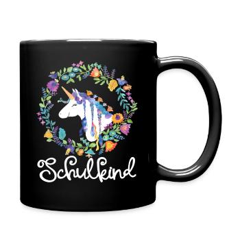 Licorne Fleurs Écolier Enfant - Mug uni - noir - Droite