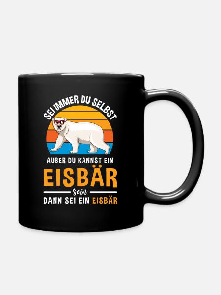 Eisbär Bär Kopf Nordpol Raubtier Eisbär - Tasse einfarbig - Schwarz