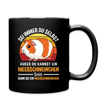 Meerschweinchen Retro Nagetier Haustier - Tasse einfarbig - Schwarz - Rechts