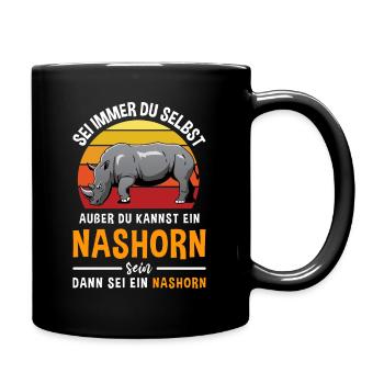 Afrika Tier Horn Einhorn Safari Nashorn - Tasse einfarbig - Schwarz - Rechts