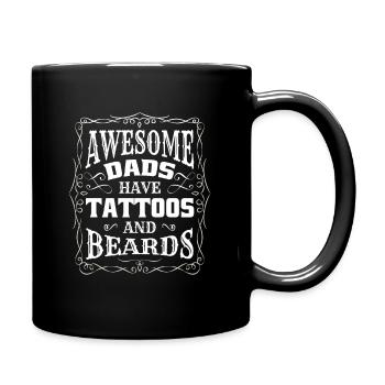 Vater DAD Shirt Bart und Tattoos - Tasse einfarbig - Schwarz - Rechts