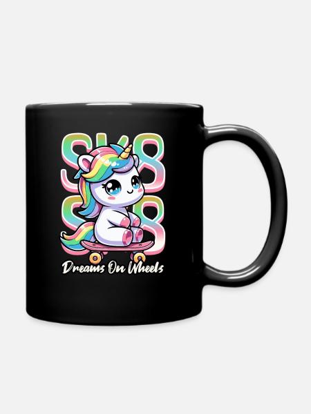 Einhorn Skateboarding - Tasse einfarbig - Schwarz