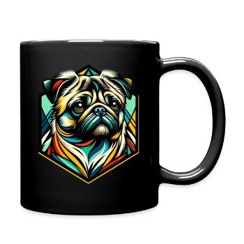 Mops Hund - Tasse einfarbig - Schwarz - Rechts