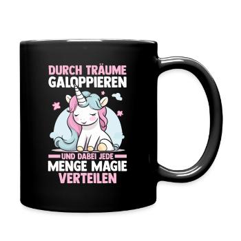 Einhorn - Tasse einfarbig - Schwarz - Rechts