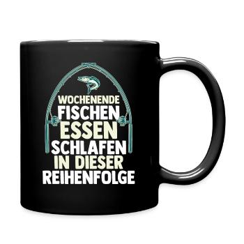 Angler Fischen Angelrute Angeln - Tasse einfarbig - Schwarz - Rechts