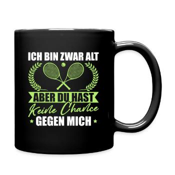 Tennis Papa Ich bin zwar alt Tennisspieler - Tasse einfarbig - Schwarz - Rechts