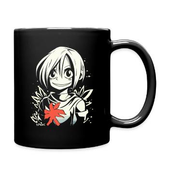 Die freundliche Anime Mädchen - Tasse einfarbig - Schwarz - Rechts