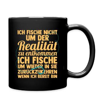 Angler Fischen Angelrute Angeln - Tasse einfarbig - Schwarz - Rechts
