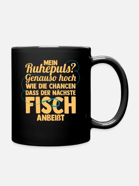 Angler Fischen Angelrute Angeln - Tasse einfarbig - Schwarz