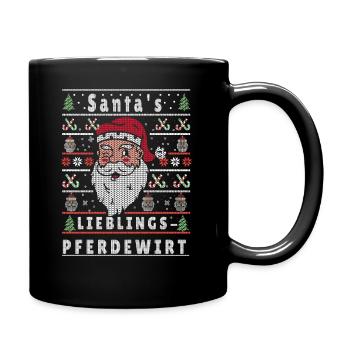 Ugly Weihnachten SANTAS LIEBLINGS Pferdewirt - Tasse einfarbig - Schwarz - Rechts