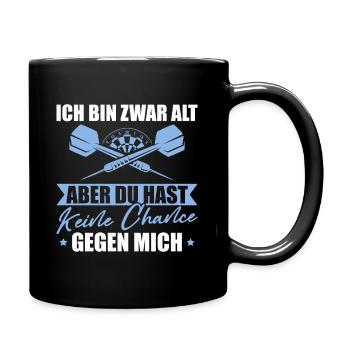 Dart Papa Ich bin zwar alt Dartspieler Geschenk - Tasse einfarbig - Schwarz - Rechts