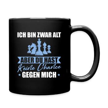 Schach Papa Ich bin zwar alt Schachspieler - Tasse einfarbig - Schwarz - Rechts