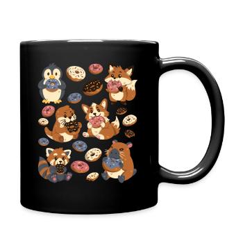 Donut: Capybara, Fox, Corgi, Otter, Penguin - Full Colour Mug - black - Right