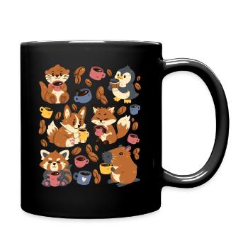 Kaffee: Capybara, Fuchs, Corgi, Otter, Pinguin - Tasse einfarbig - Schwarz - Rechts