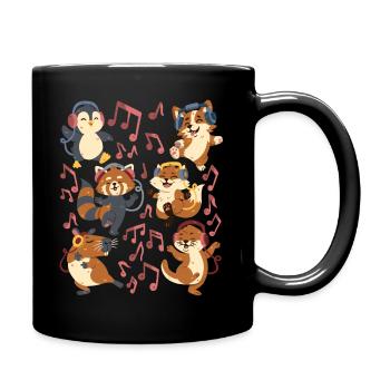 Tanzende Tiere: Capybara, Fuchs, Corgi, Otter - Tasse einfarbig - Schwarz - Rechts