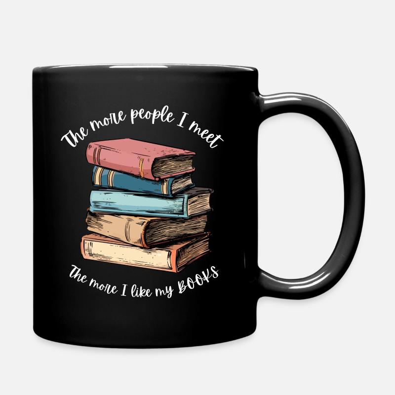 Stapel mit Büchern . Du liebst Bücher - Tasse einfarbig - Schwarz