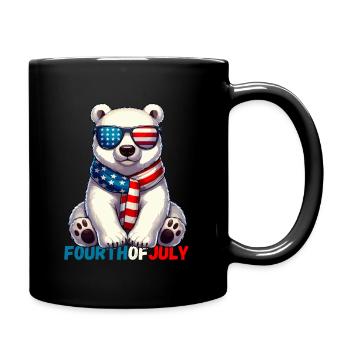 Independence Day, USA, America, Polar Bear, American - Full Colour Mug - black - Right