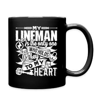 Lineman My Lineman Holds The Key To My Heart - Full Colour Mug - black - Right