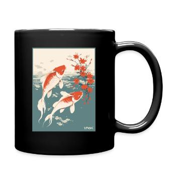 Parodie japanisches Werbeplakat Koi-Fisch - Tasse einfarbig - Schwarz - Rechts
