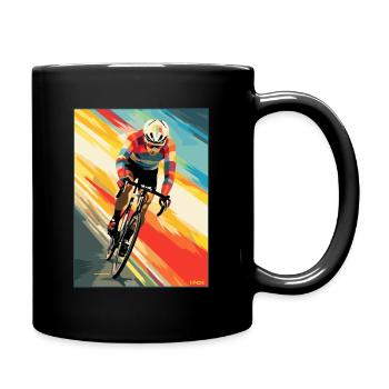 Moderne Kunst bunte Streifen und Straßen Radsport - Tasse einfarbig - Schwarz - Rechts