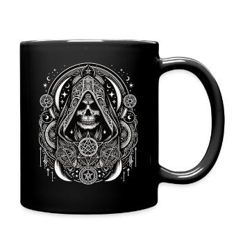 Mystischer Totenkopf Mit Symbolen Design - Tasse einfarbig - Schwarz - Rechts