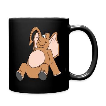 Ein lachender Elefant mit rosa Bauch. - Tasse einfarbig - Schwarz - Rechts