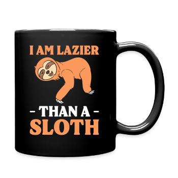 Lustiges Faultier Naturschützer - Tasse einfarbig - Schwarz - Rechts