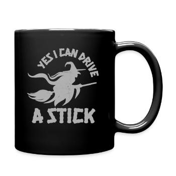 Yeah I Can Drive A Stick Funny Witch Pun - Full Colour Mug - black - Right