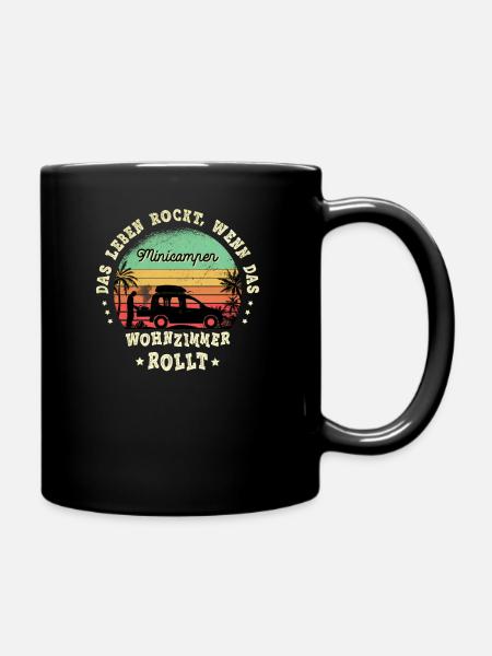Minicamper Camping-Camper Microcamper Sprüche - Tasse einfarbig - Schwarz