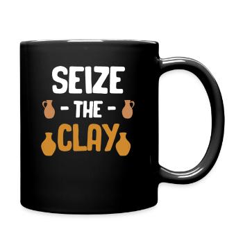 "seize The Clay" Funny pottery artwork "crafty - Full Colour Mug - black - Right