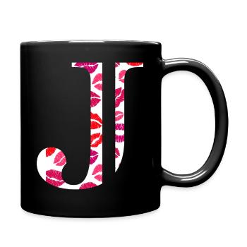 Lettre j bisous - Mug uni - noir - Droite