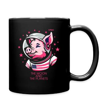 Ein Retro-Cartoon-Astronaut Schwein - Tasse einfarbig - Schwarz - Rechts