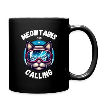 Katze Snowboard Ski laufen Winter Berge Skiurlaub - Tasse einfarbig - Schwarz - Rechts