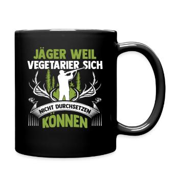 Jagd Jagen Hirschjagd Wildschweinjagd Jäger - Tasse einfarbig - Schwarz - Rechts