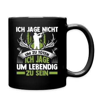 Jagd Jagen Hirschjagd Wildschweinjagd Jäger - Tasse einfarbig - Schwarz - Rechts