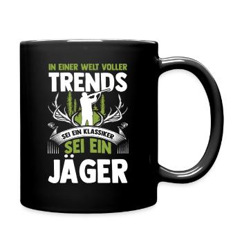 Jagd Jagen Hirschjagd Wildschweinjagd Jäger - Tasse einfarbig - Schwarz - Rechts