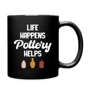 Life Happens Pottery Help Crafty Wheel - Full Colour Mug - black - Right